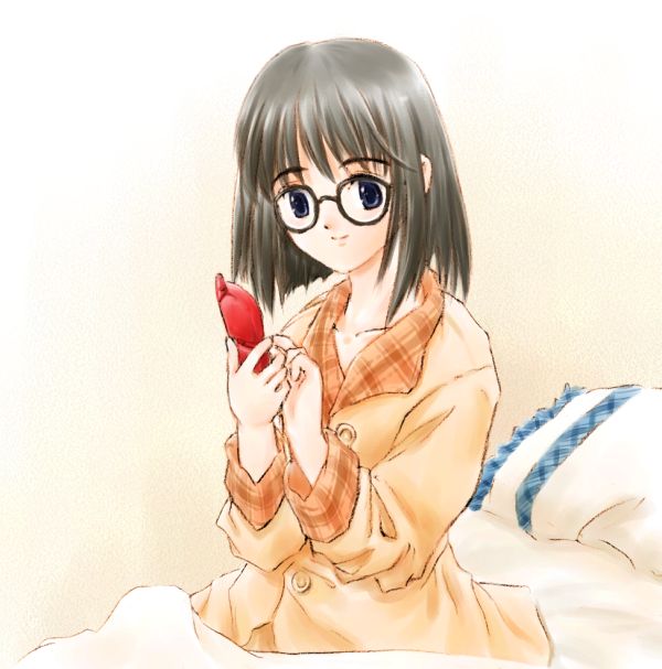 1girl, asiaaqua, bad_id, bed_sheet, black_hair, blanket, blue_eyes, brown_pajamas