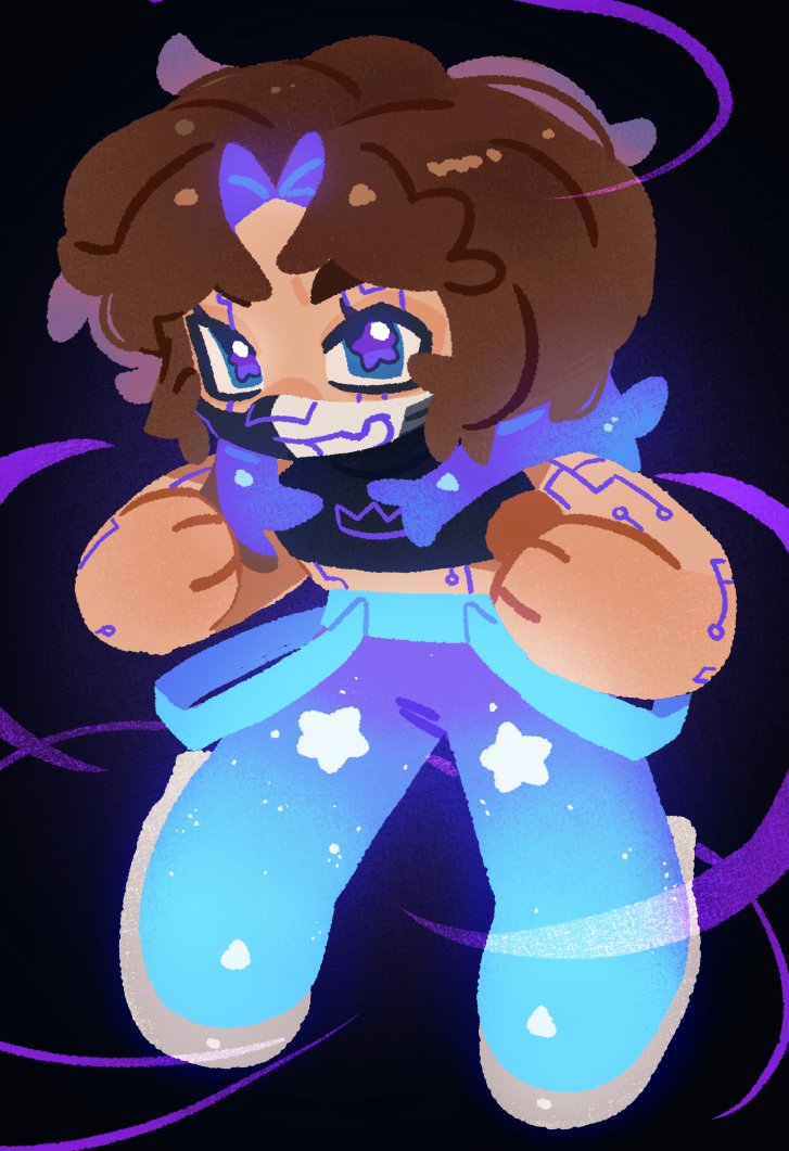 1other, androgynous, black_background, black_shirt, blue_eyes, brown_hair, chibi, chibi_only