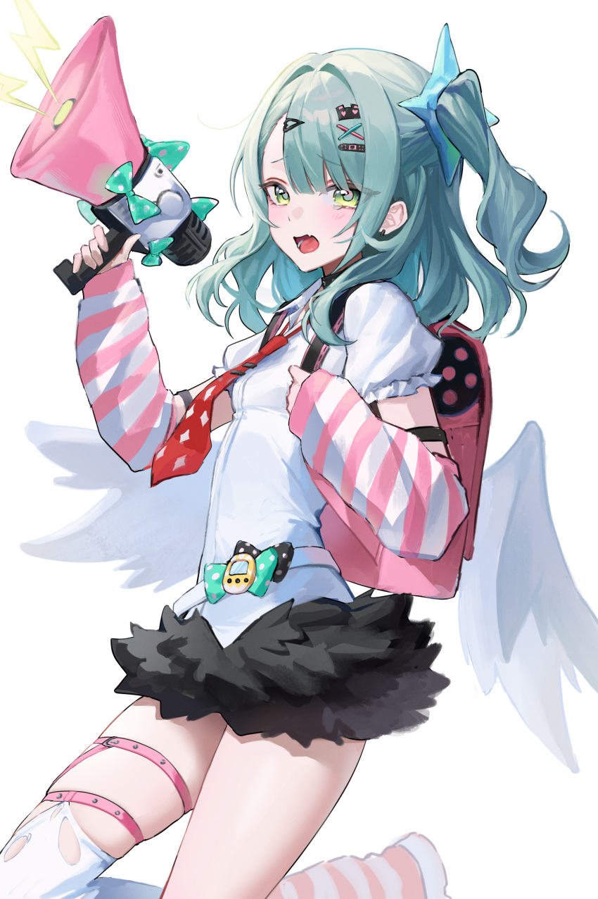 1girl, absurdres, aco_(aco_7313), arm_warmers, bandaid, bandaid_hair_ornament, black_choker, black_skirt