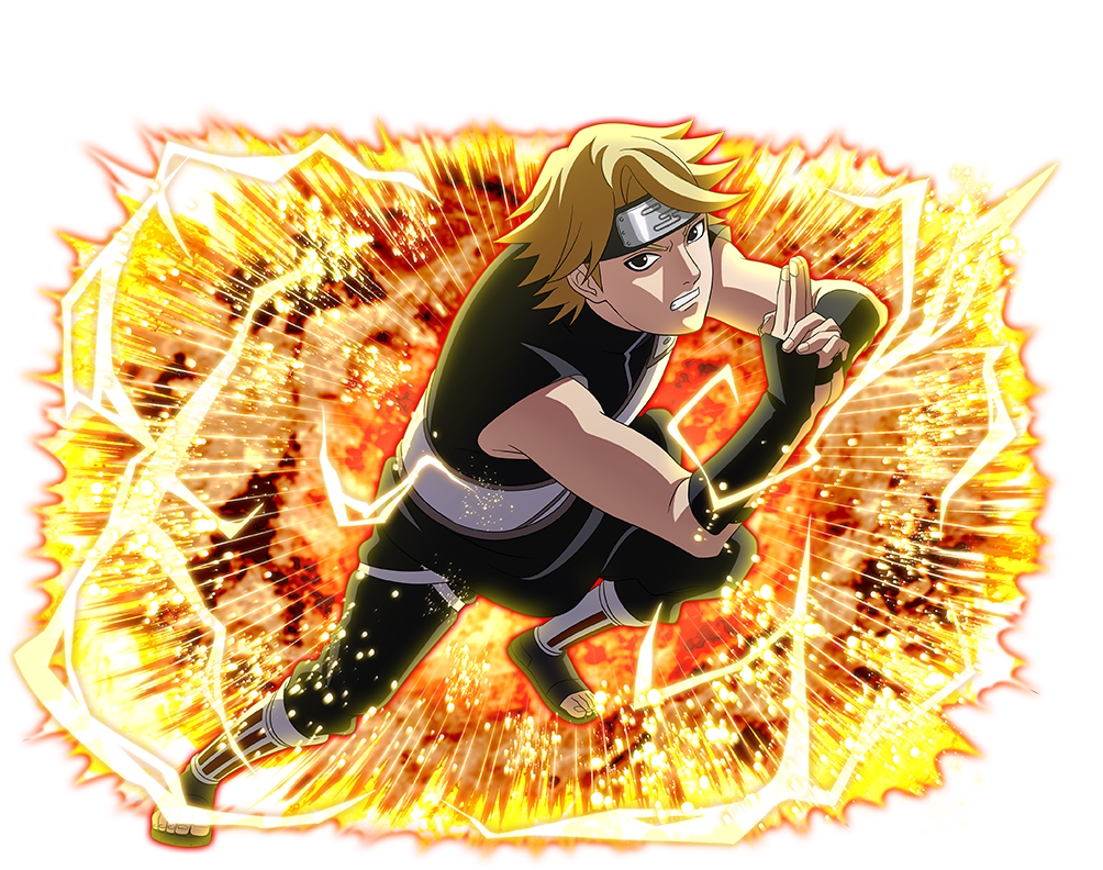 1boy, black_boots, black_pants, boots, c_(naruto), clenched_teeth, forehead_protector, kumogakure_symbol