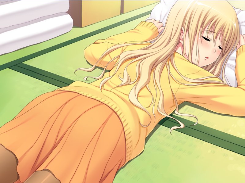 1girl, bishoujo_(game), blonde_hair, blush, closed_eyes, game_cg, haruna_altonen, long_hair