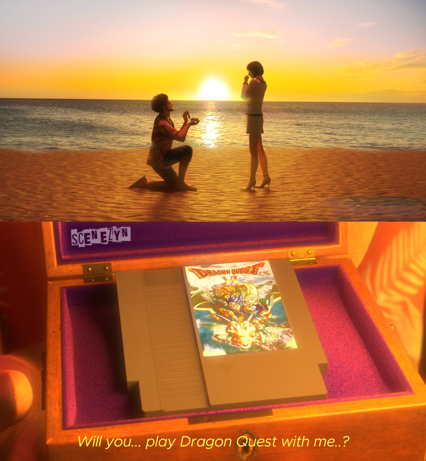 1boy, 1girl, 3d, absurdres, afro, artist_name, beach, beard
