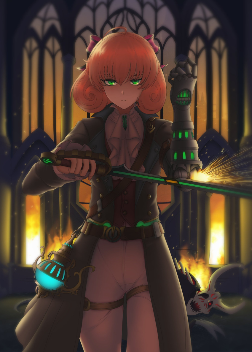 1girl, absurdres, ahoge, alavastircloud, android, belt, brown_belt, buttons
