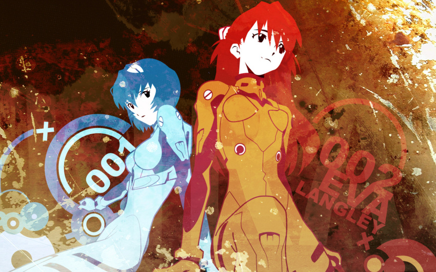 002, anime, ayanami_rei, background, breasts, eva, langley, mecha, neon_genesis_evangelion, robots, shikinami_asuka_langley, souryuu_asuka_langley