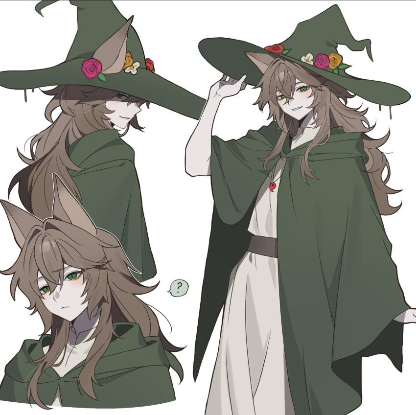 1other, :<, ?, ambiguous_gender, animal_ears, anime_coloring, belt, brown_hair