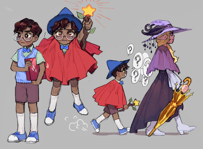 2boys, ?, androgynous, angus_mcdonald, blonde_hair, blush, brown_hair, child