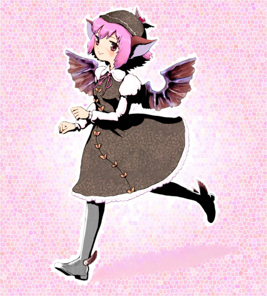 animal_ears, boots, dress, hat, highres, jpeg_artifacts, long_sleeves, mystia_lorelei