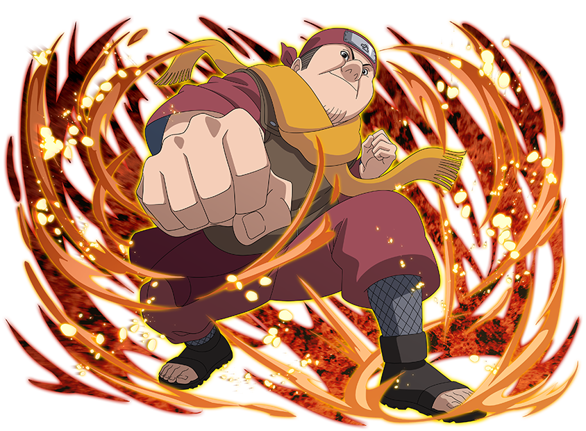 1boy, akatsuchi_(naruto), bandana, black_boots, boots, clenched_hands, forehead_protector, full_body