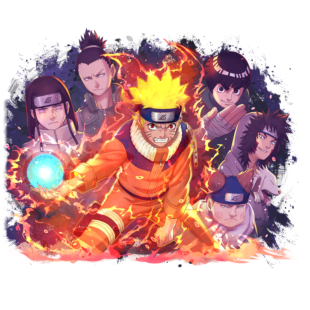 6+boys, akamaru_(naruto), akimichi_chouji, angry, aura, black_hair, blonde_hair, brown_hair, clenched_teeth, dog, facial_mark, forehead_protector, full_body, hyuuga_neji, inuzuka_kiba, jacket, konohagakure_symbol, looking_at_viewer, male_focus, multiple_boys, nara_shikamaru, naruto_(classic), naruto_(series), naruto_shippuuden:_ultimate_ninja_blazing, official_art, open-toe_boots, orange_jacket, orange_pants, pants, rasengan, red_eyes, rock_lee, short_hair, teeth, uzumaki_naruto, whisker_markings