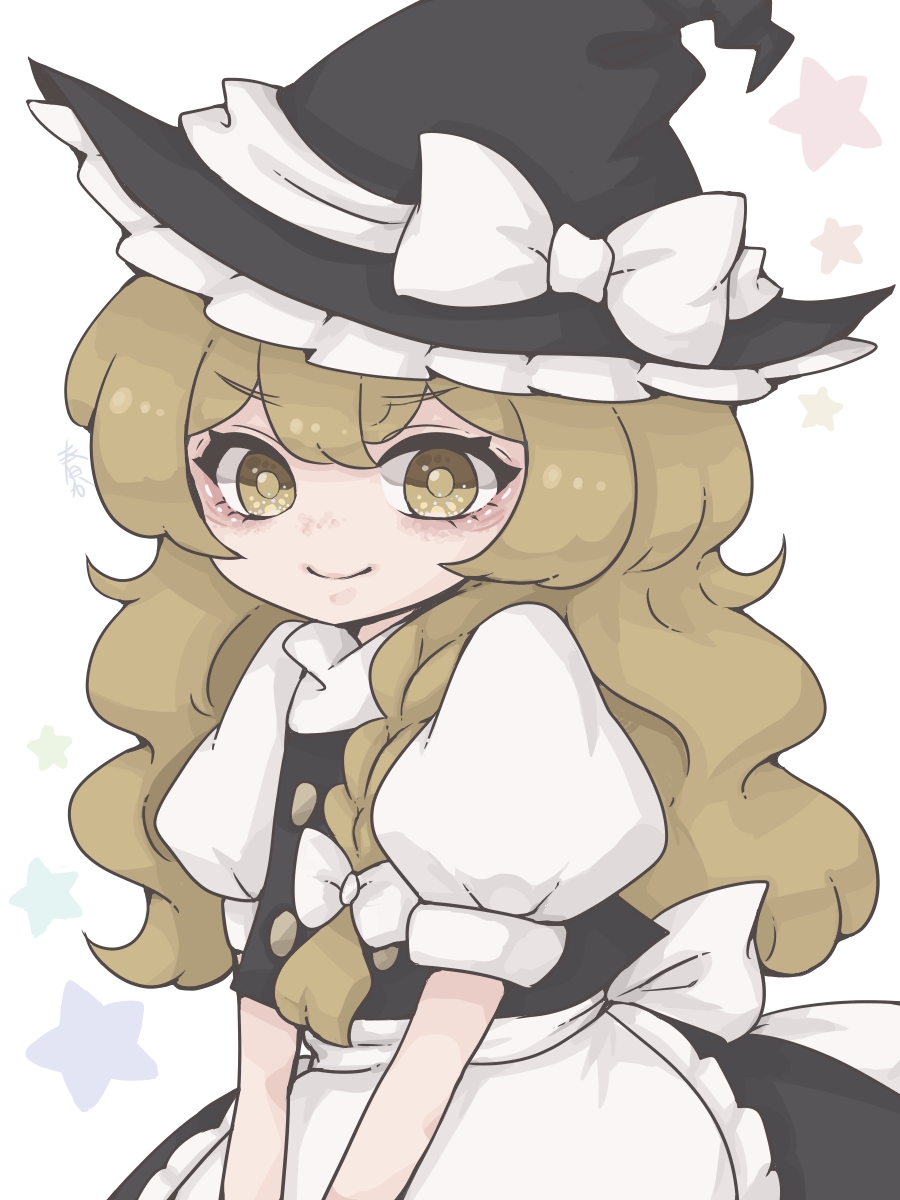 1girl, apron, black_hat, black_skirt, black_vest, blonde_hair, bow, braid