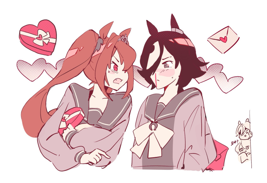 4girls, agnes_tachyon_(umamusume), animal_ears, black_hair, blood, blush, bow, bowtie