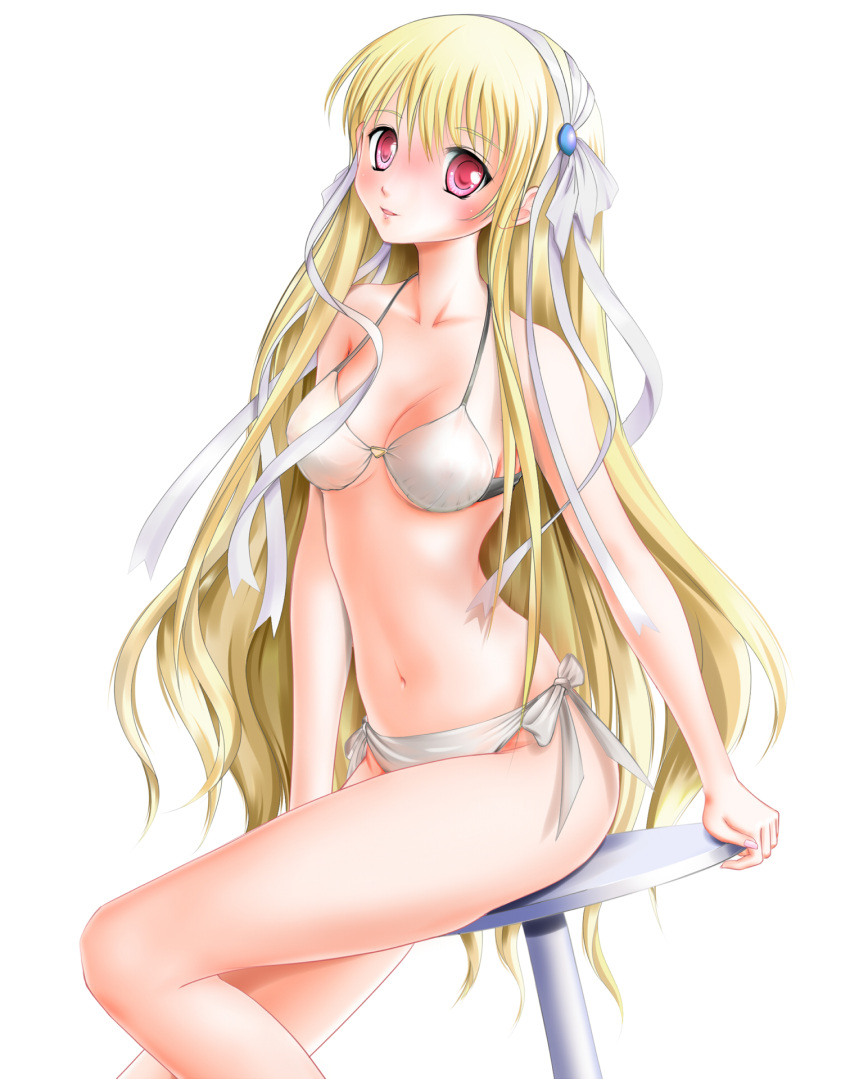 blonde_hair, clarissa_satsuki_maezono, hair_ribbon, highres, honey_coming, honeycoming_royalsweet, miharin, red_eyes