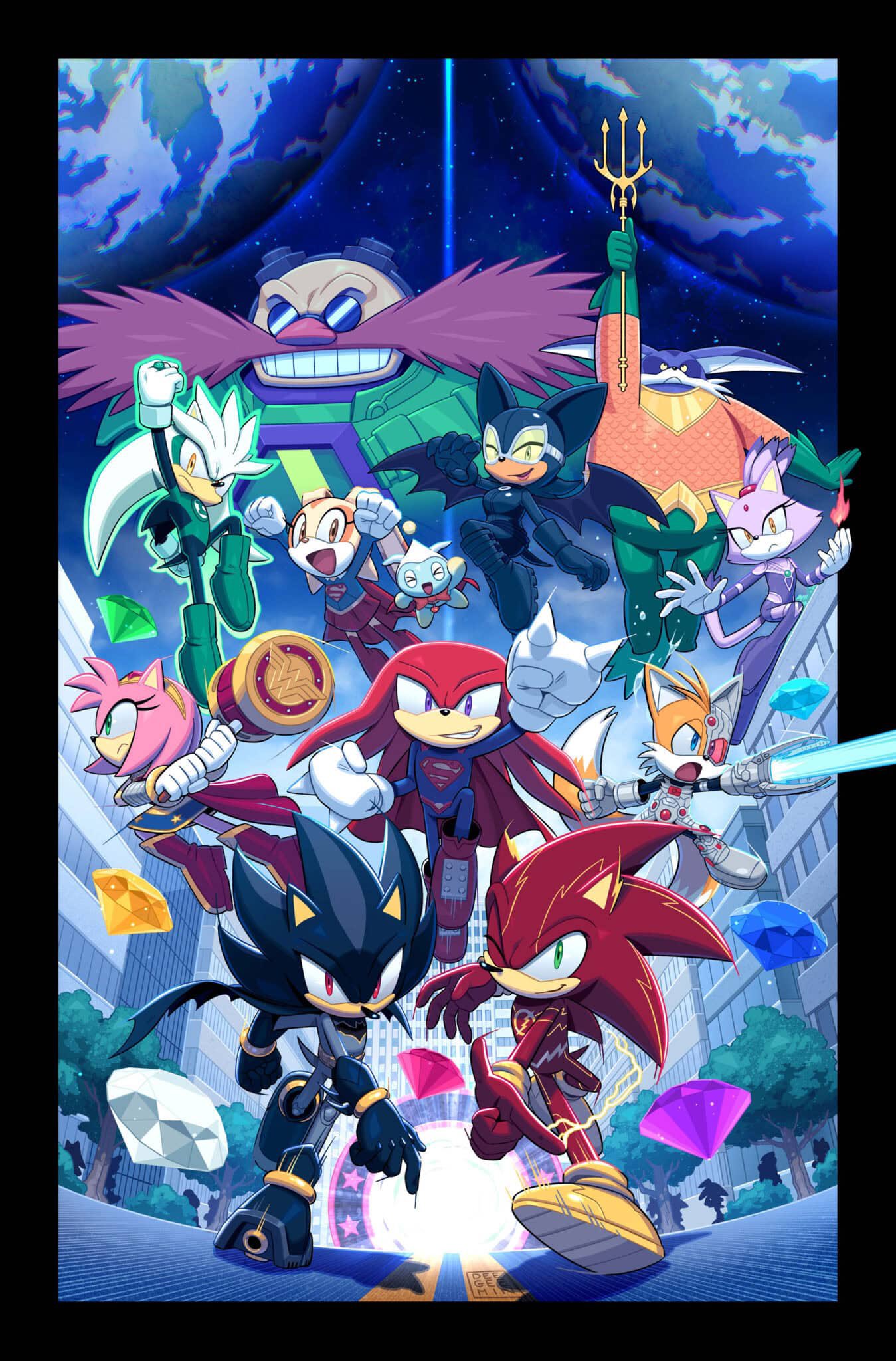 4girls, 6+boys, amy_rose, aquaman_(dc), aquaman_(dc)_(cosplay), batman, batman_(cosplay), big_the_cat