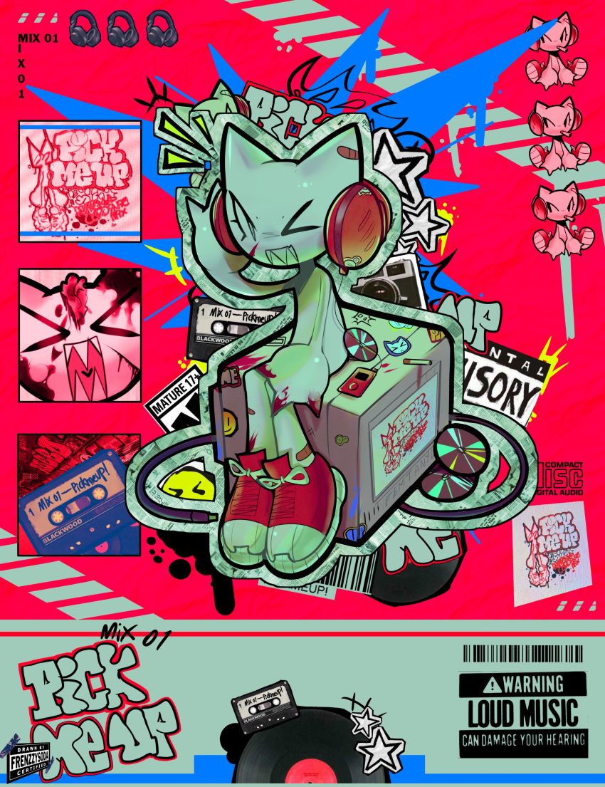 1other, absurdres, acid_graphics, animal_ears, artist_name, barcode, blood, cable