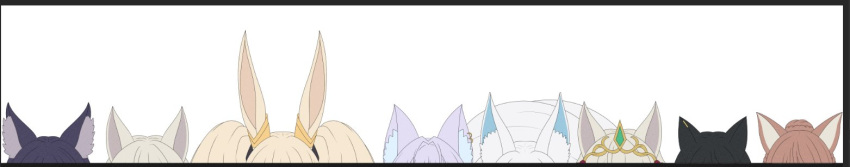 6+girls, animal_ear_fluff, animal_ears, black_hair, blonde_hair, brown_hair, cat_ears, cat_girl