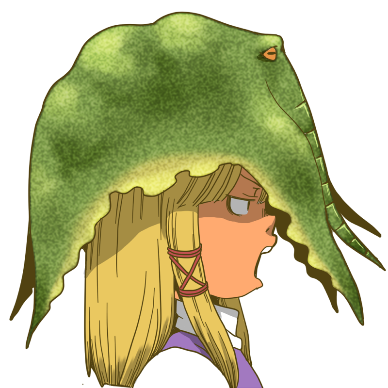 animal_hat, blonde_hair, capcom, dress, hair_ribbon, hat, monster_hunter, moriya_suwako