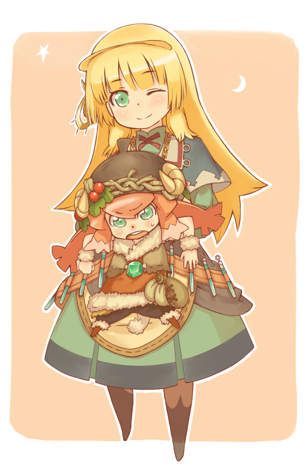 dress, green_eyes, horns, jewelry, keke, moru_(monaka), noora_brandor, noora_to_koku_no_koubou