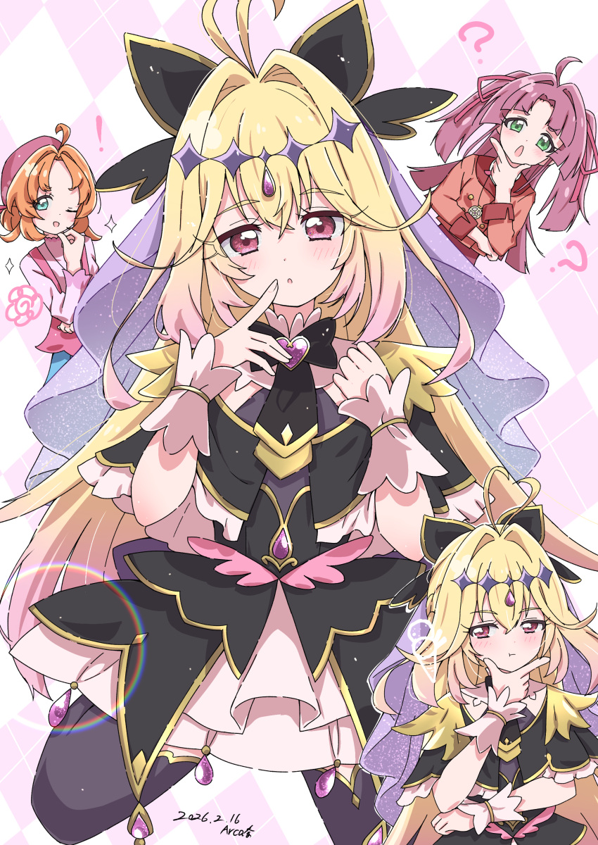 !, 3girls, :t, ?, absurdres, ahoge, akechi_anna, antenna_hair