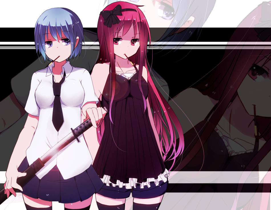 adult, alternate_costume, alternate_hairstyle, aoi_(nana-c), aoi_nana, arms_behind_back, bad_id, bare_shoulders