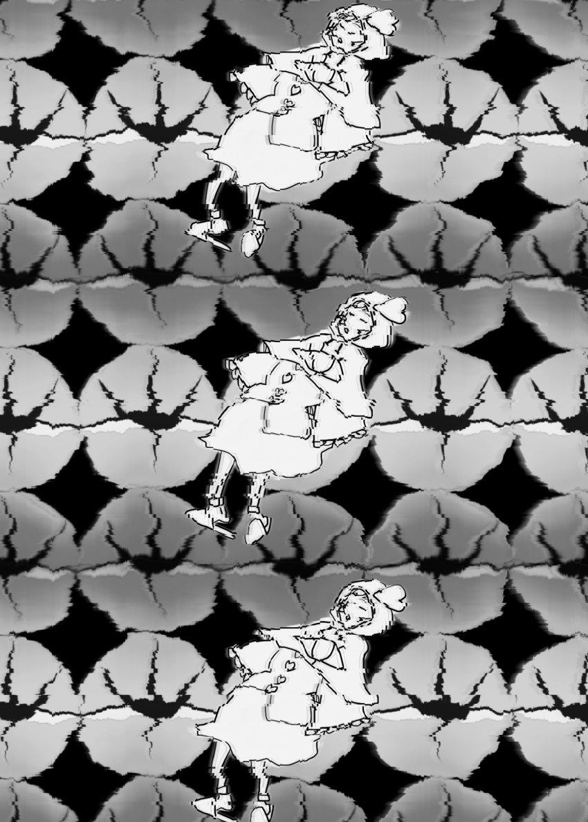 1girl, absurdres, alternate_costume, closed_eyes, commentary_request, eye_print, floating, full_body