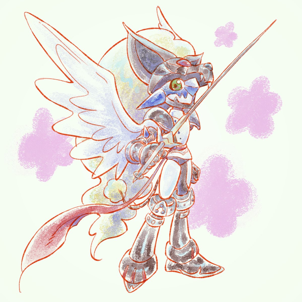 animal_helmet, armor, blonde_hair, boots, brown_armor, brown_boots, brown_helmet, digimon