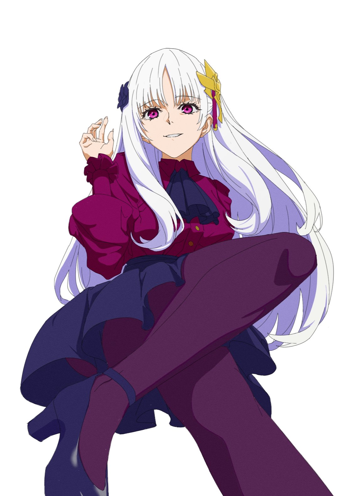 1girl, albert_lee, ascot, fate/strange_fake, fate_(series), fillia_(fate), hashtag-only_commentary, high_heels