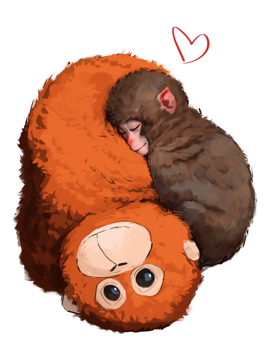 animal_focus, baby_animal, brown_fur, closed_eyes, commentary, english_commentary, heart, highres