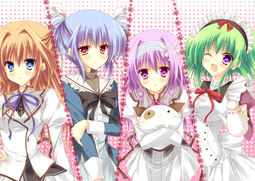 ;d, amaha_miu, angelina_nanatsu_sewell, animal_ears, asakura_hayate, asakura_satsu, bad_id, blue_eyes