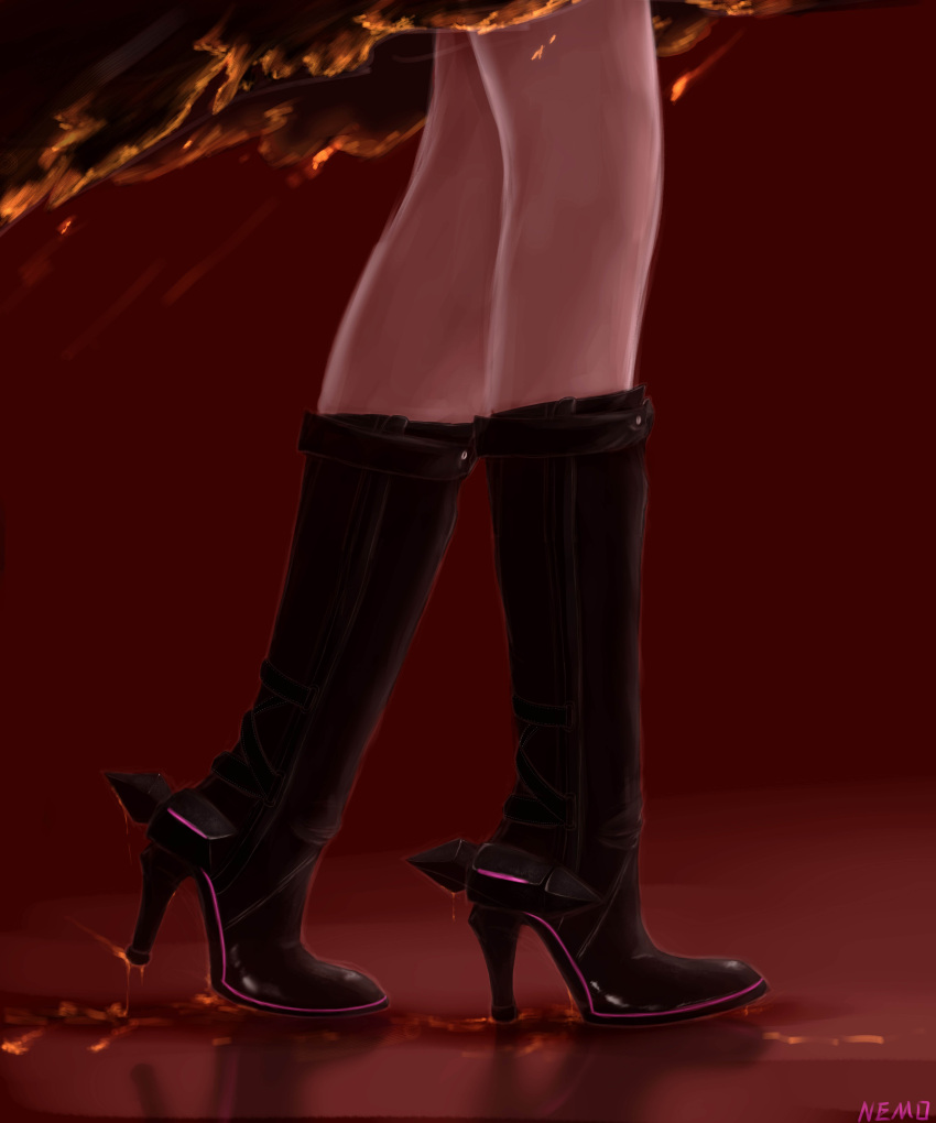 1girl, absurdres, arknights, arknights:_endfield, black_boots, black_skirt, boots, chinese_commentary