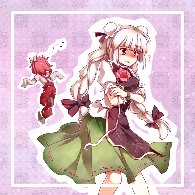 ?, alternate_hairstyle, bandage, bandages, blush, bow, braid, bun_cover