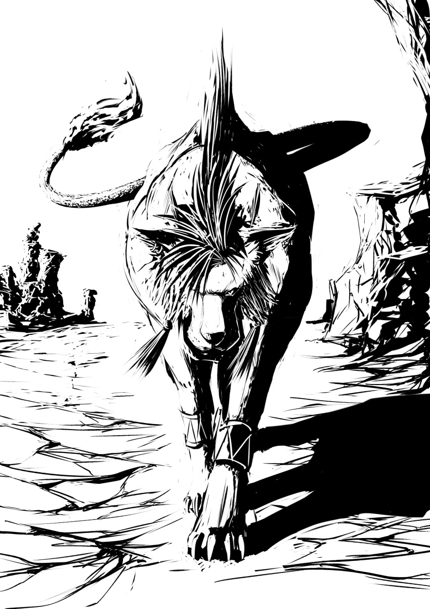 1boy, absurdres, bangle, blade43883059, bracelet, claws, fiery_tail, final_fantasy
