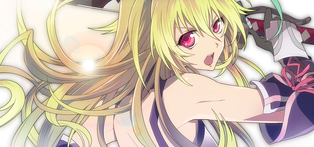 blonde_hair, gradient_hair, green_hair, milla_maxwell, multicolored_hair, nic_(kevin), red_eyes, sword