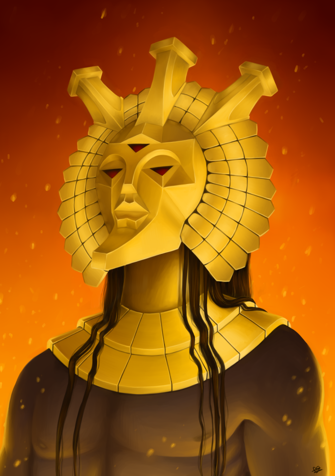 1boy, black_hair, caz-the-yarncromancer, colored_skin, commentary, dagoth_ur, dagoth_ur's_mask, dunmer