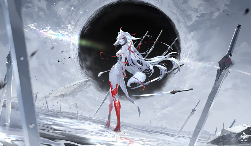 1girl, alternate_form, animal_ears, armlet, ass, back, bare_shoulders, black_hair