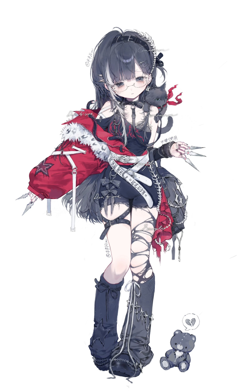 1girl, absurdres, arm_warmers, artist_name, asymmetrical_legwear, bag, banbanimi, belt