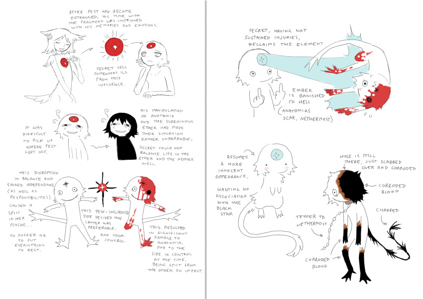 1girl, 2boys, amputee, androgynous, black_hair, black_shirt, black_tail, blood