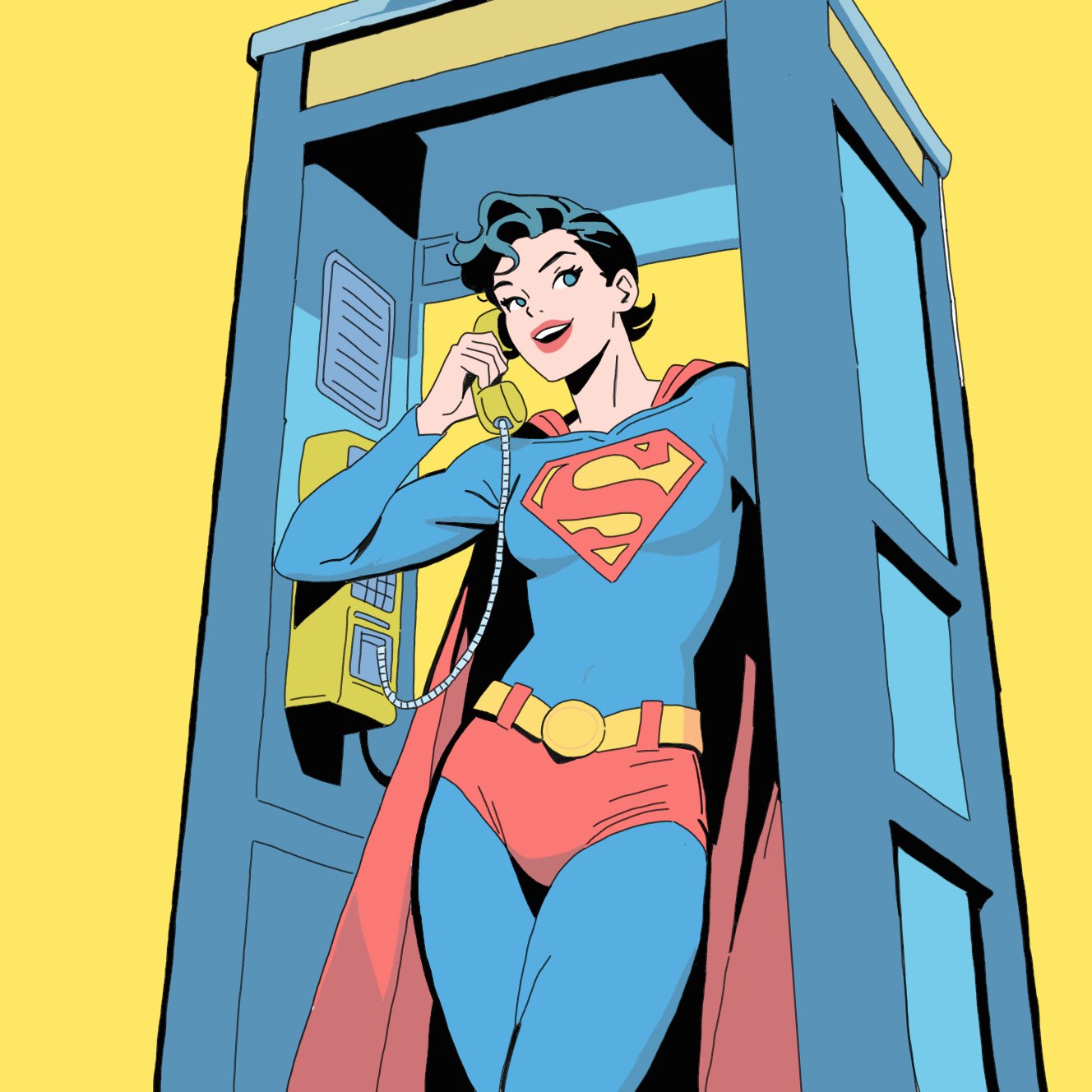 1girl, against_glass, black_hair, blue_bodysuit, bodysuit, breasts, cape, clark_kent