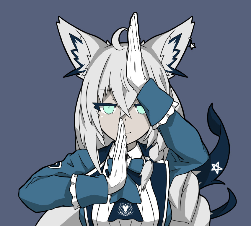 1girl, ahoge, animal_ear_fluff, animal_ears, ascot, braid, commentary_request, deltanine