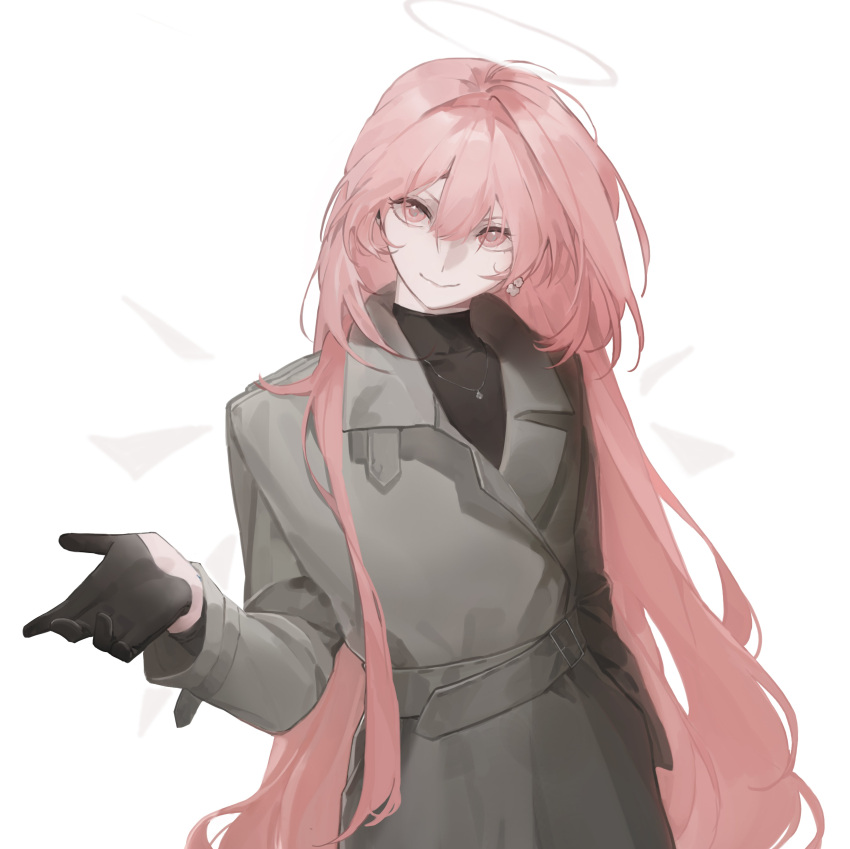 1girl, absurdres, arknights, black_gloves, black_shirt, coat, covered_collarbone, earrings