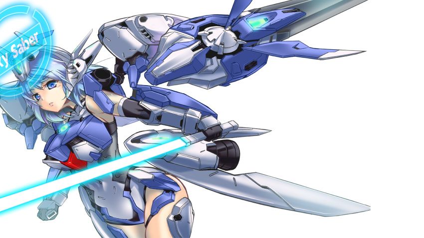 1girl, commentary_request, energy_sword, expressionless, highres, kiyukisuke, mecha_musume, sky_saber_(starward)