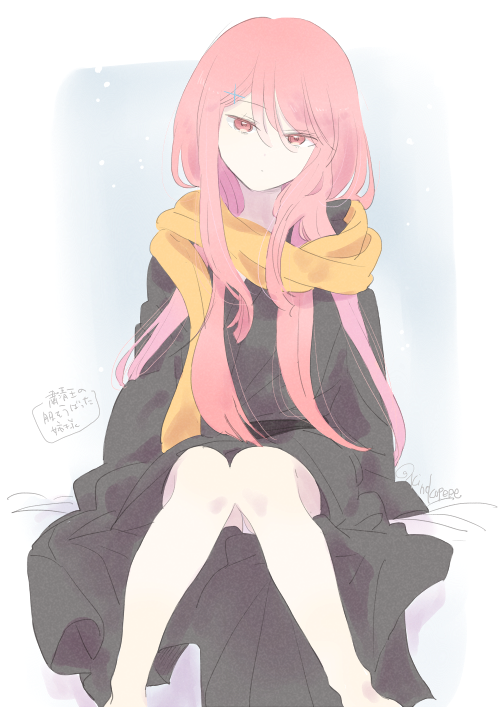 1girl, alternate_costume, alternate_hairstyle, alternate_universe, bare_legs, black_kimono, black_sash, blue_ribbon