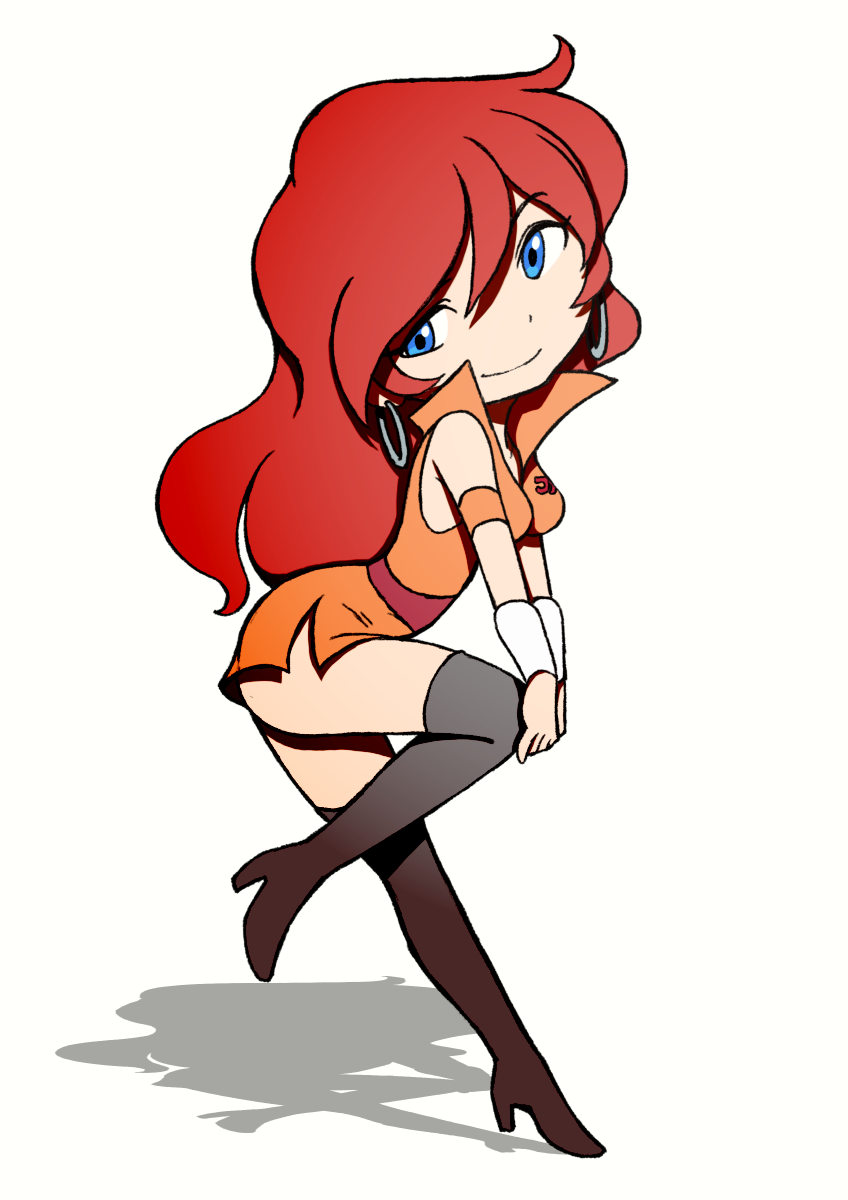 1girl, angel_omachi, bare_shoulders, beeru_(veil8801), black_boots, blue_eyes, boots, breasts