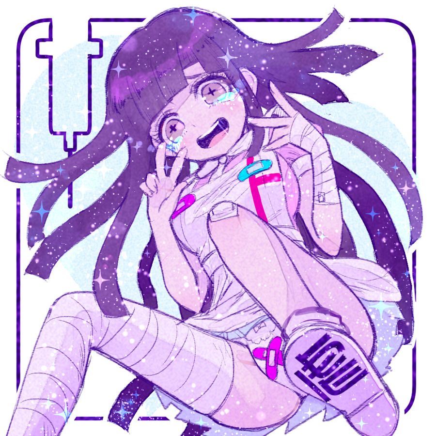 1girl, apron, bandaged_arm, bandaged_leg, bandages, bandaid, bandaid_on_clothes, crying