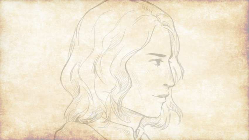 1boy, arrapso, from_side, game_cg, high_collar, highres, lake_of_voices, looking_to_the_side
