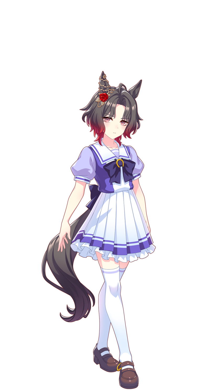 1girl, animal_ears, blush, bow, bowtie, breasts, brown_hair, brown_shoes