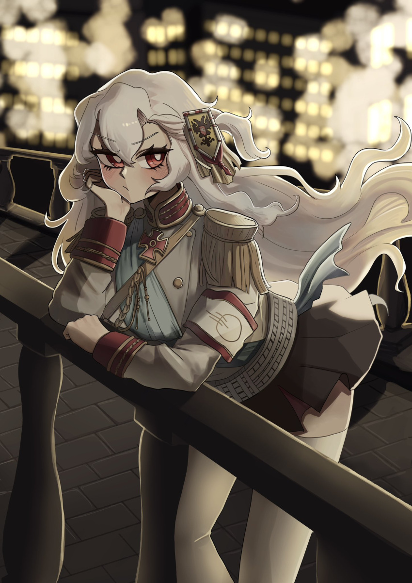 alpha_(alpha_1918), blush, highres, jashin_gopnik, military_uniform, night, red_eyes, russian_empire