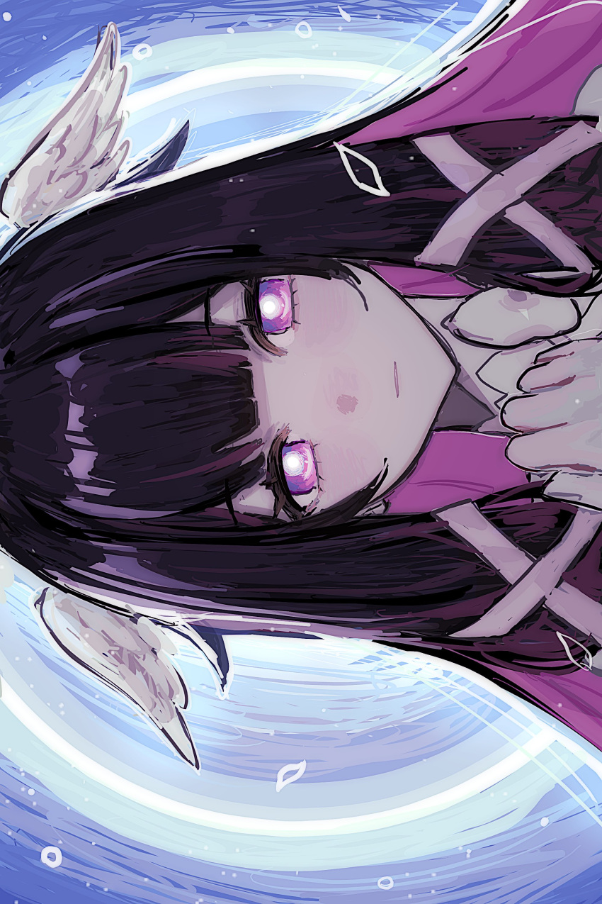 1girl, absurdres, black_hair, closed_mouth, columbina_(genshin_impact), commentary_request, dress, genshin_impact