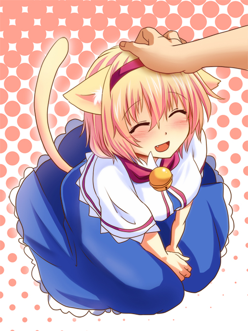 1girl, ^_^, alice_margatroid, animal_ears, bell, bell_collar, blonde_hair, blue_dress