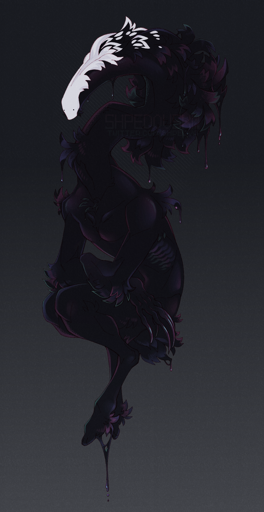 1other, black_skin, body_fur, colored_skin, digitigrade, dripping, floating, funguary