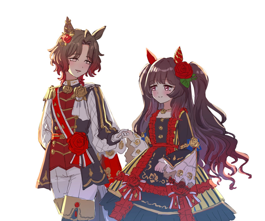 2girls, absurdres, animal_ears, black_dress, black_jacket, blush, boots, breasts